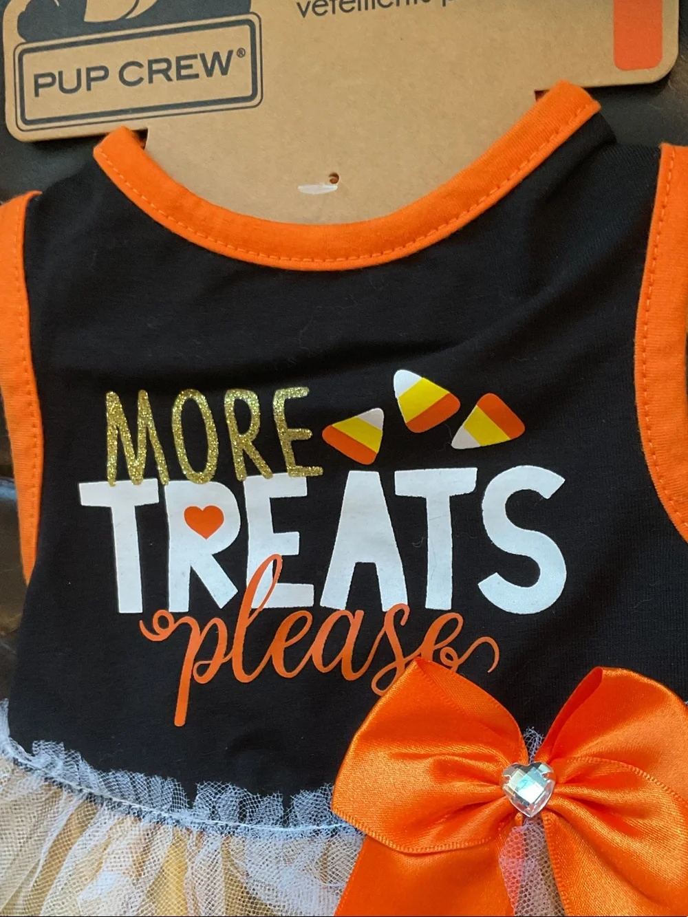 Pup Crew Black & Orange 'More Treats Please' Dog Dress